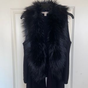 Black Michael Kors Vest with detachable fur trim